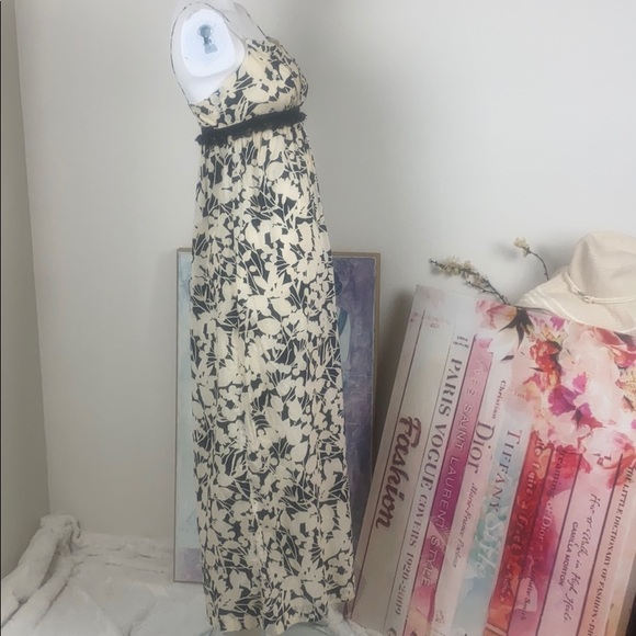 London Times Cream Navy Printed Cotton Maxi Dress - Picture 4 of 12
